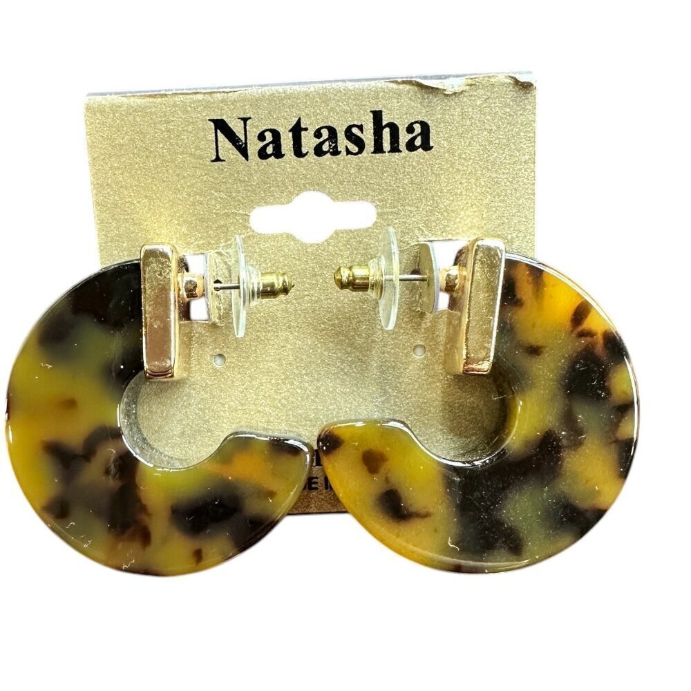 NWT Natasha Fat Tortoise Shell Colored Thick Hoops Lightweight